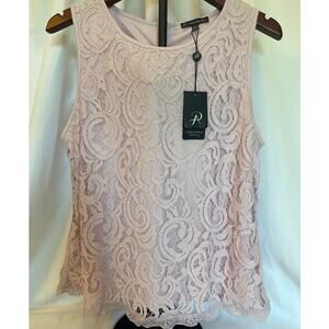 Adrianna Papell Light Purple Lilac Lace Sleeveless Top L NWT Elegant
